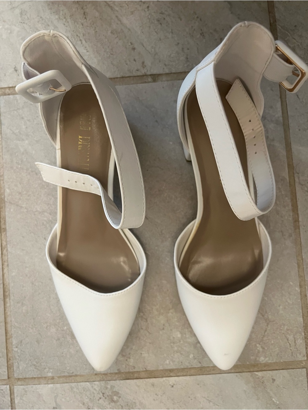 White Pointed-Toe Ankle-Strap Pumps - Women